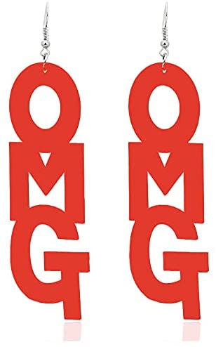 Fanassyy Acrylic Letter Earrings for Women Girls Fashion Omg Words Punk Style Lightweight Letters Dangle Drop Earrings Hook | Gifts for Women and Girl's | Casual Look | Traditional