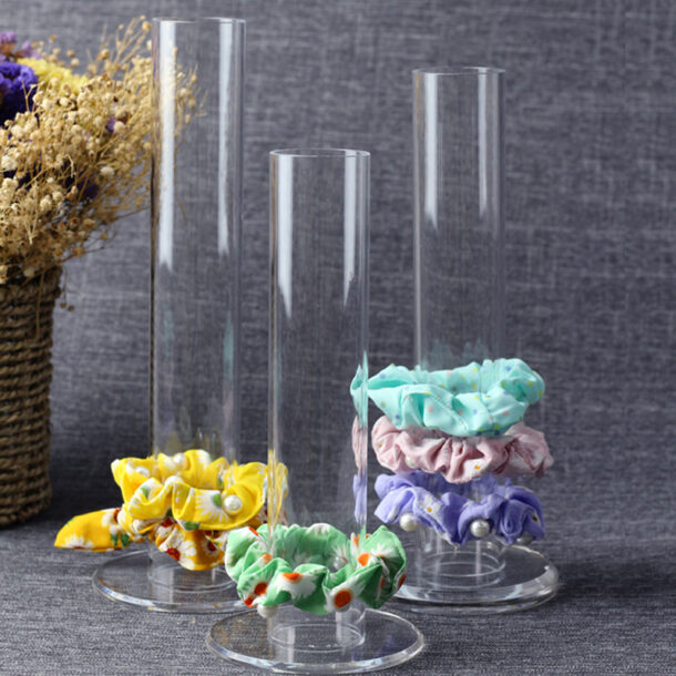 Fanassyy Acrylic Scrunchie Holder Hair Band Jewelry Display Hair Accessories Organizer Bedroom Storage Room Scrunchie Holder Stand Bracelet Hair Organiser Storage Scrunchie Holder (3-Piece)