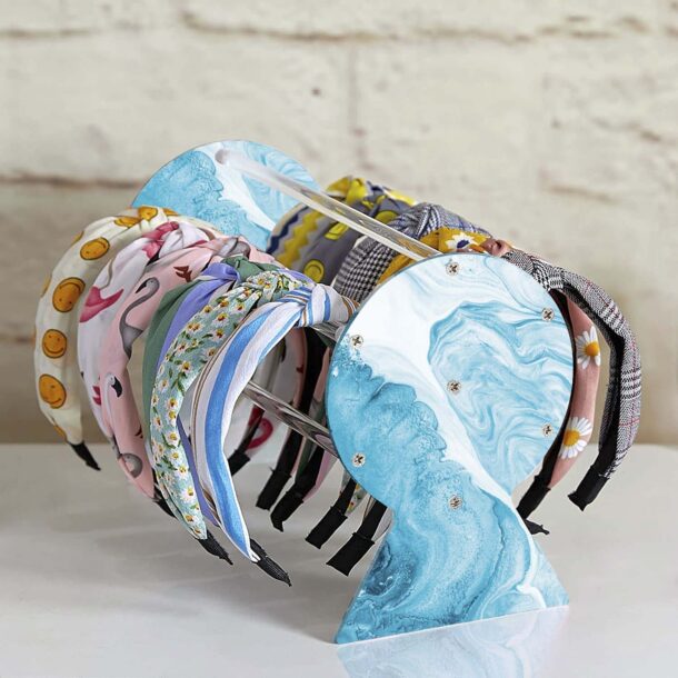 FANASSYY Headband Holder Organizer Acrylic Headband Storage Hairband Stand Hair Accessories Organizer Headband Display for Girls Woman (Marble, Design-1)