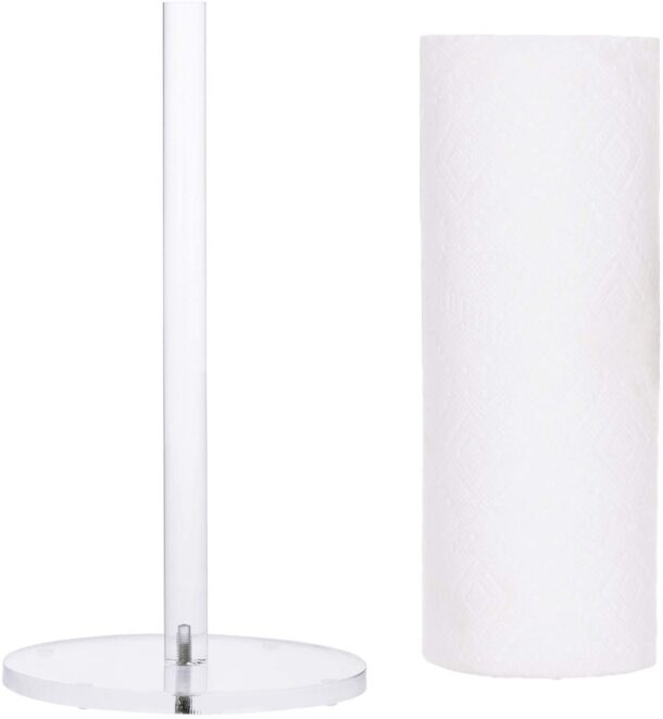 Fanassyy Clear Paper Towel Holder, Countertop Paper Towels Roll Acrylic Dispenser Stand, Kitchen Bathroom Organization Accessories