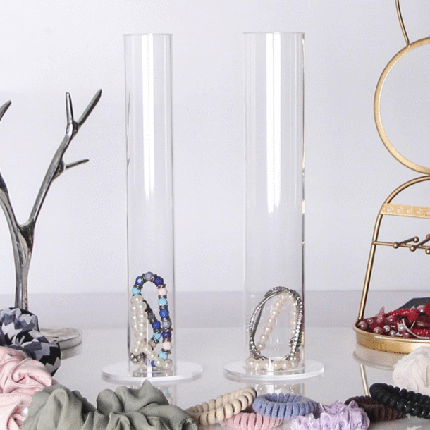 Fanassyy Acrylic Scrunchie Holder Hair Band Jewelry Display Hair Accessories Organizer Bedroom Storage Room Scrunchie Holder Stand Bracelet Hair Organiser Storage Scrunchie Holder (3-Piece)