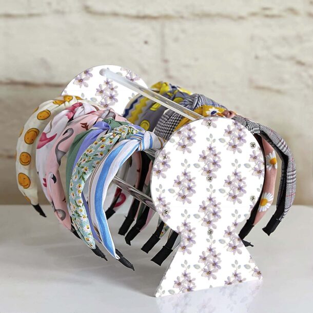 FANASSYY Headband Holder Organizer Acrylic Headband Storage Hairband Stand Hair Accessories Organizer Headband Display for Woman Headband (Floral, Design-1)