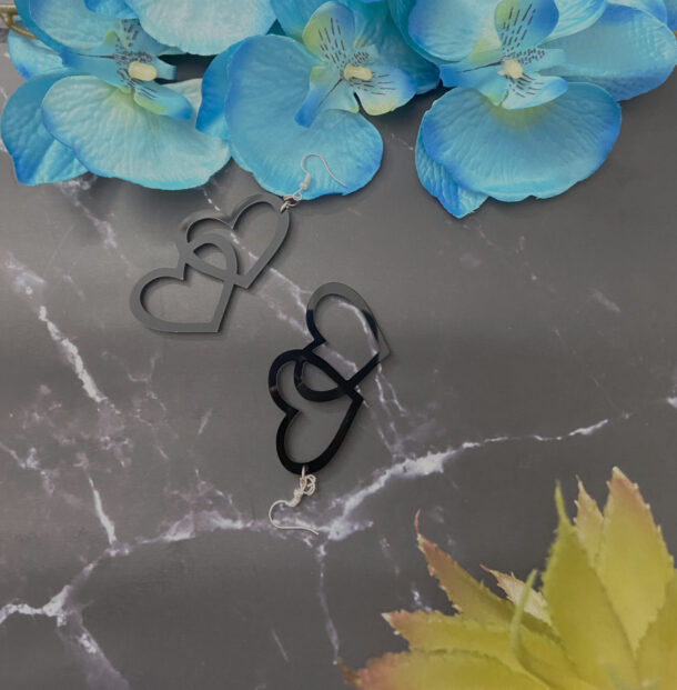 Fanassyy Acrylic Laser Cut Earrings Double Hearts Earrings for Women Heart Style | Gifts for Women and Girl's | Casual Look | Traditional