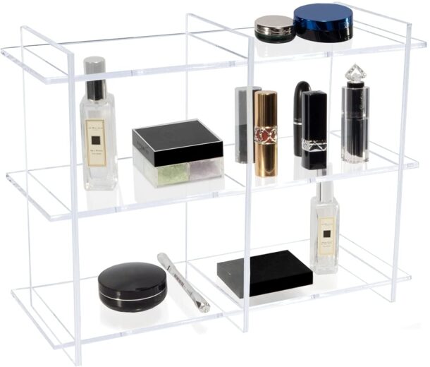 Fanassyy 3-Tier Acrylic Tabletop Display Storage for Toy, Makeup, Perfume, Spice Rack Bathroom Organizer Countertop Storage Cosmetic and Perfume Storage for Bathroom Bedroom Dressing Table