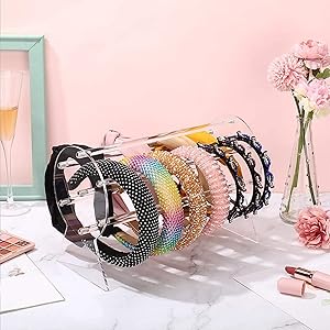 Fanassyy Headband Holder, Clear Headband Organizer, Acrylic Hair Hoop Display Stand, Hairband Rack Holder, Headband Storage Holder for Women and Girls