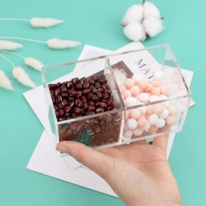 FANASSYY Clear Acrylic Bathroom & Vanity Drawer Organizer – 2-Compartment Makeup Brush & Stationery Holder | Desk Storage Bin for Pen, Pencil, Cosmetics & Office Essentials