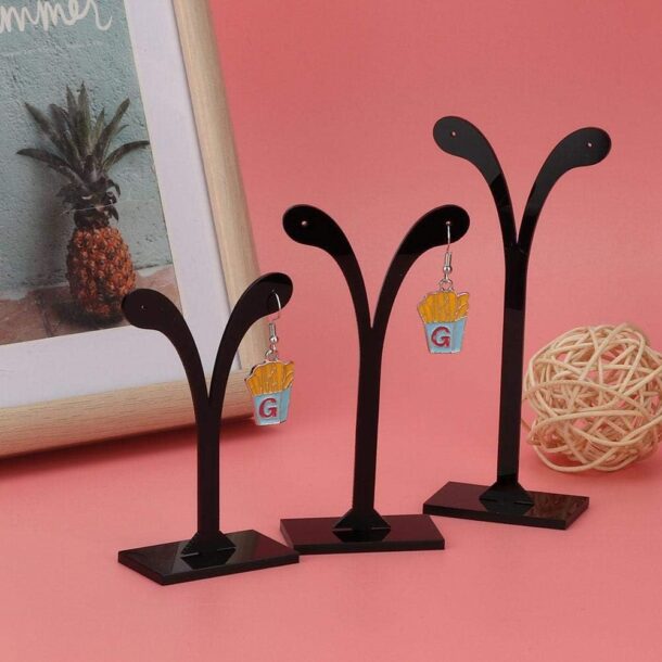 FANASSYY Earring Display Stand 3 Pieces Earring Stand Jewellery Display Stand Jewellery Organizer for Earrings (BLACK)