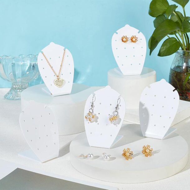 FANASSYY Acrylic Earring Holder Single Pair, 10PCS L-Shape Earring Stands Displays Ear Stud Necklace Stand Holders for Necklace Jewellery Dangling Slant Back Display, 5.4x4.3x7.5cm