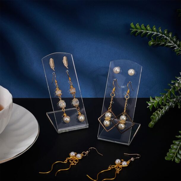 FANASSYY 10pcs Acrylic Earring Display Stands 12 Holes Earring Holder Show Rack Stand Clear Earring Organizer for Jewelry Display Props Show Retail Store Marketing (CLEAR)