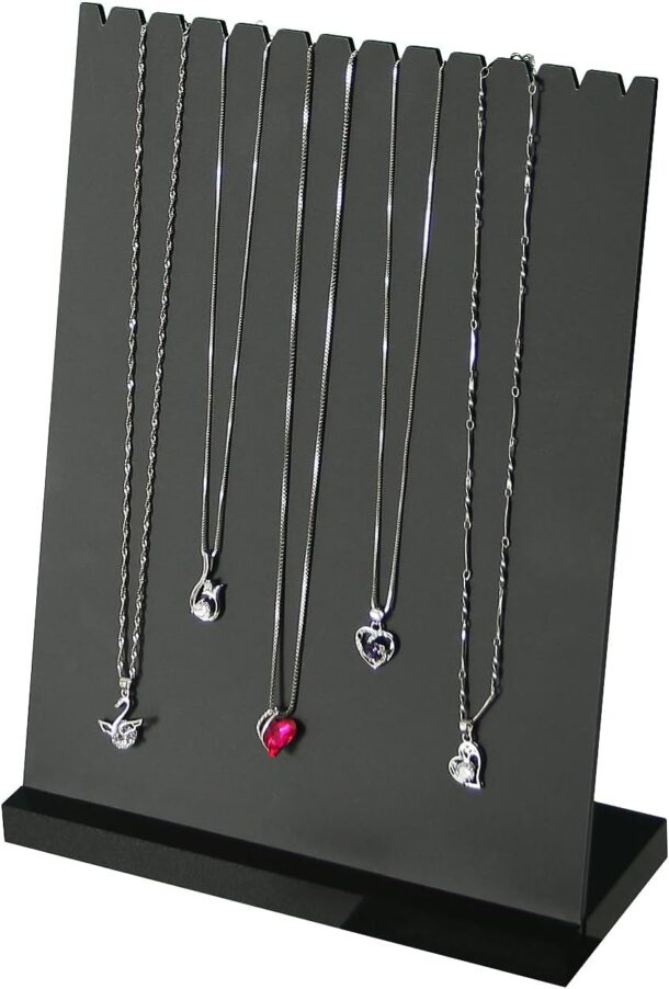 FANASSYY Acrylic Necklace Holder Stand, Tabletop Necklace Jewelry Easel Display, Jewelry Holder Organizer for Home Use or Store Show (DESIGN 1)