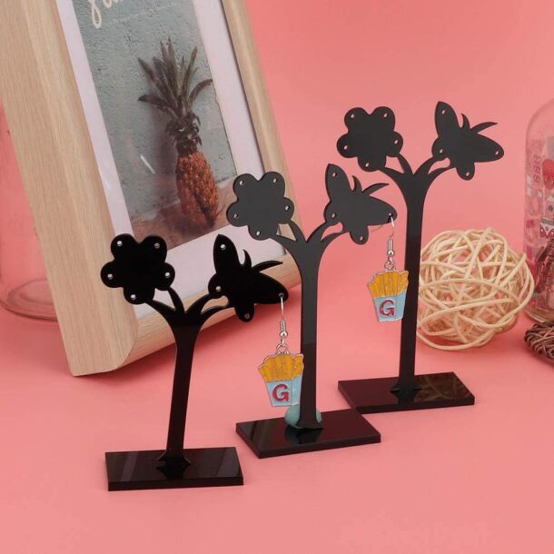 FANASSYY Acrylic Jewelry Organizer Display Stand Jewelry Stand Jewelry Stand Display Holder Jewelry Stand Detachable Storage Rack for Selling Earrings Storage, Jewelry Props Show (BLACK)