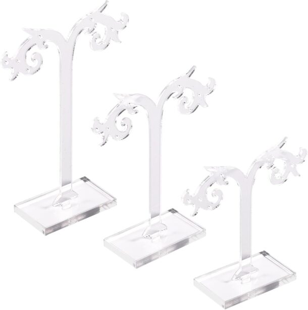FANASSYY 3Pcs Acrylic Earring Holder Tree Shaped Studs Display Holder Jewelry Stand Detachable jewellery Display Storage Rack for Selling Earrings, Earrings Storage, Jewelry Props Show (DESIGN 1)