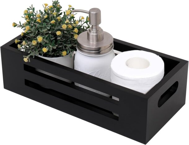 FANASSYY Bathroom Decor Box Toilet Paper Holder Toilet Tank Basket, Farmhouse Toilet Paper Rustic Decor Boxes for Kitchen Utensil Holder Caddy,Storage Baskets for Bathroom (DESIGN 1)