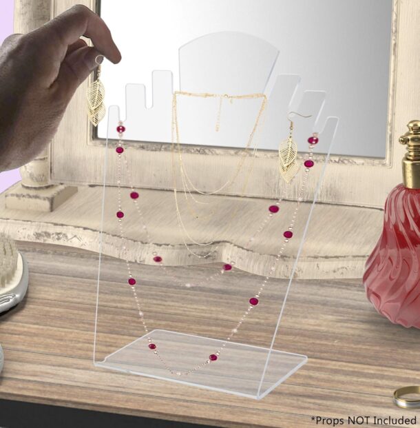 FANASSYY Acrylic Jewelry Display Multi Slot Clear Slant Back Stand Holds Bracelets Anklets Necklaces at Boutiques Accessory Stores Secondhand Shops And Retail and Fashion Places