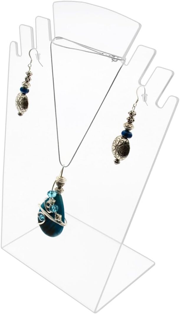 FANASSYY Acrylic Jewelry Display Multi Slot Clear Slant Back Stand Holds Bracelets Anklets Necklaces at Boutiques Accessory Stores Secondhand Shops And Retail and Fashion Places