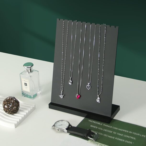 FANASSYY Acrylic Necklace Holder Stand, Tabletop Necklace Jewelry Easel Display, Jewelry Holder Organizer for Home Use or Store Show (DESIGN 1)