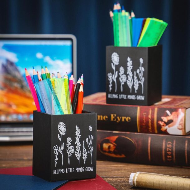 FANASSYY Acrylic Teacher Desktop Pen Organizer – Floral Pencil Holder for Office, Home, and Desk Accessories (Pack of 1)