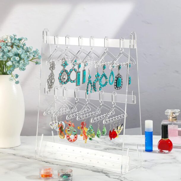 Click to see full view        FANASSYY Acrylic Rack Jewelry Stand Organizer jewellery Display Stand for Girls Women Ear Stud jewellery Hangers Holder Organizer Jewelry Stand Earring Display Stand for Women Ear Stud