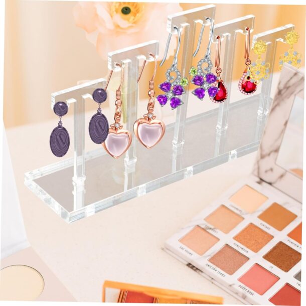 FANASSYY Acrylic Clear Earrings Holder Stand Earring Stud Organizer Display Countertop Jewelry Organizer for Earring, Ear Stud (CLEAR)