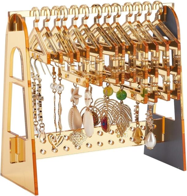 FANASSYY Hanger Rack for jewellery storage Golden Acrylic Display Stands for jewellery Organizer Hanger Earring Storage Holder for Display Earring Jewelry