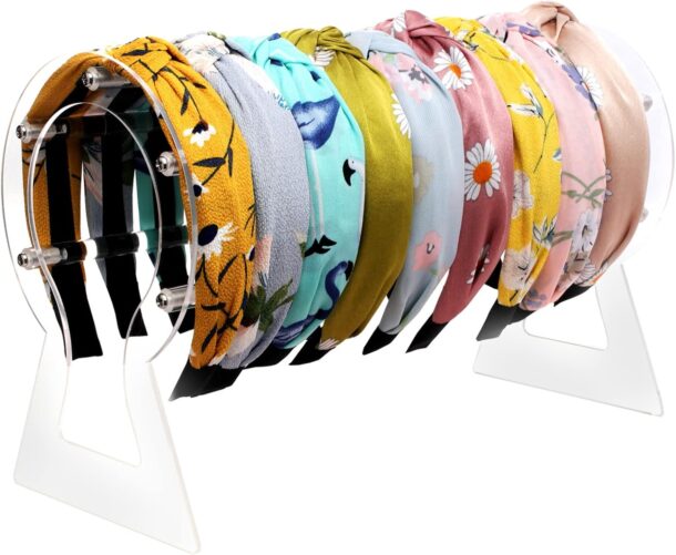 Fanassyy Acrylic Headband Holder, Clear Headband Organizer, Acrylic Hair Hoop Display Stand, Hairband Rack Holder, Headband Storage Holder for Women and Girls (Design 2)