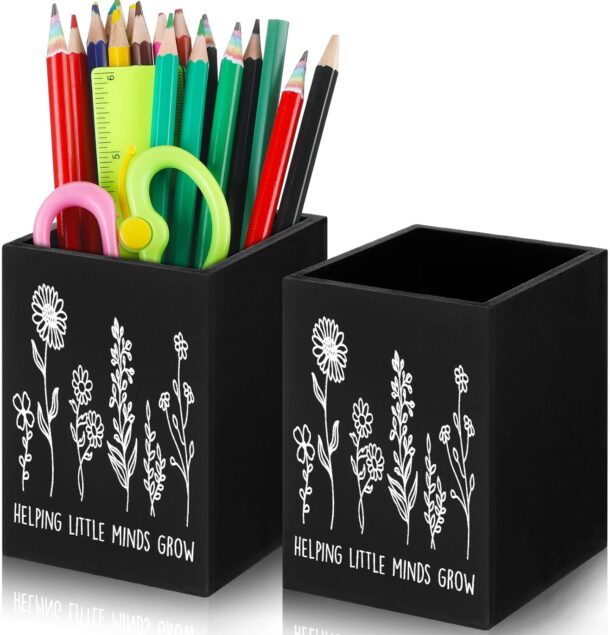 FANASSYY Acrylic Teacher Desktop Pen Organizer – Floral Pencil Holder for Office, Home, and Desk Accessories (Pack of 1)