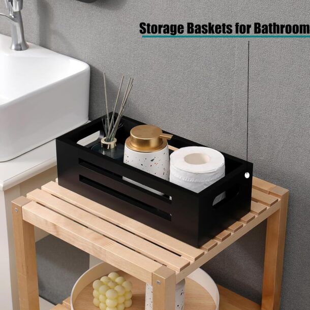 FANASSYY Bathroom Decor Box Toilet Paper Holder Toilet Tank Basket, Farmhouse Toilet Paper Rustic Decor Boxes for Kitchen Utensil Holder Caddy,Storage Baskets for Bathroom (DESIGN 1)