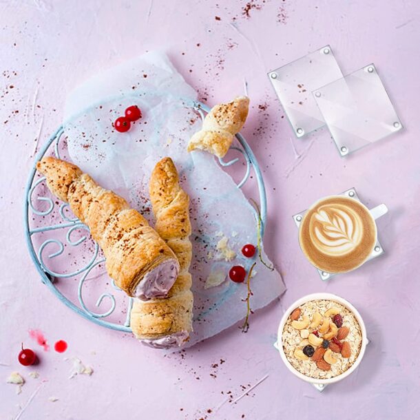 Clear Glass Decorative Square Plates ( 6pcs )