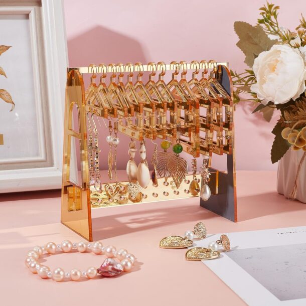 FANASSYY Hanger Rack for jewellery storage Golden Acrylic Display Stands for jewellery Organizer Hanger Earring Storage Holder for Display Earring Jewelry