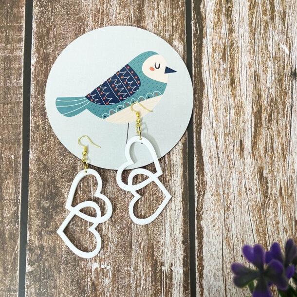 Fanassyy Acrylic Laser Cut Earrings Double Hearts Earrings for Women Heart Style | Gifts for Women and Girl's | Casual Look | Traditional