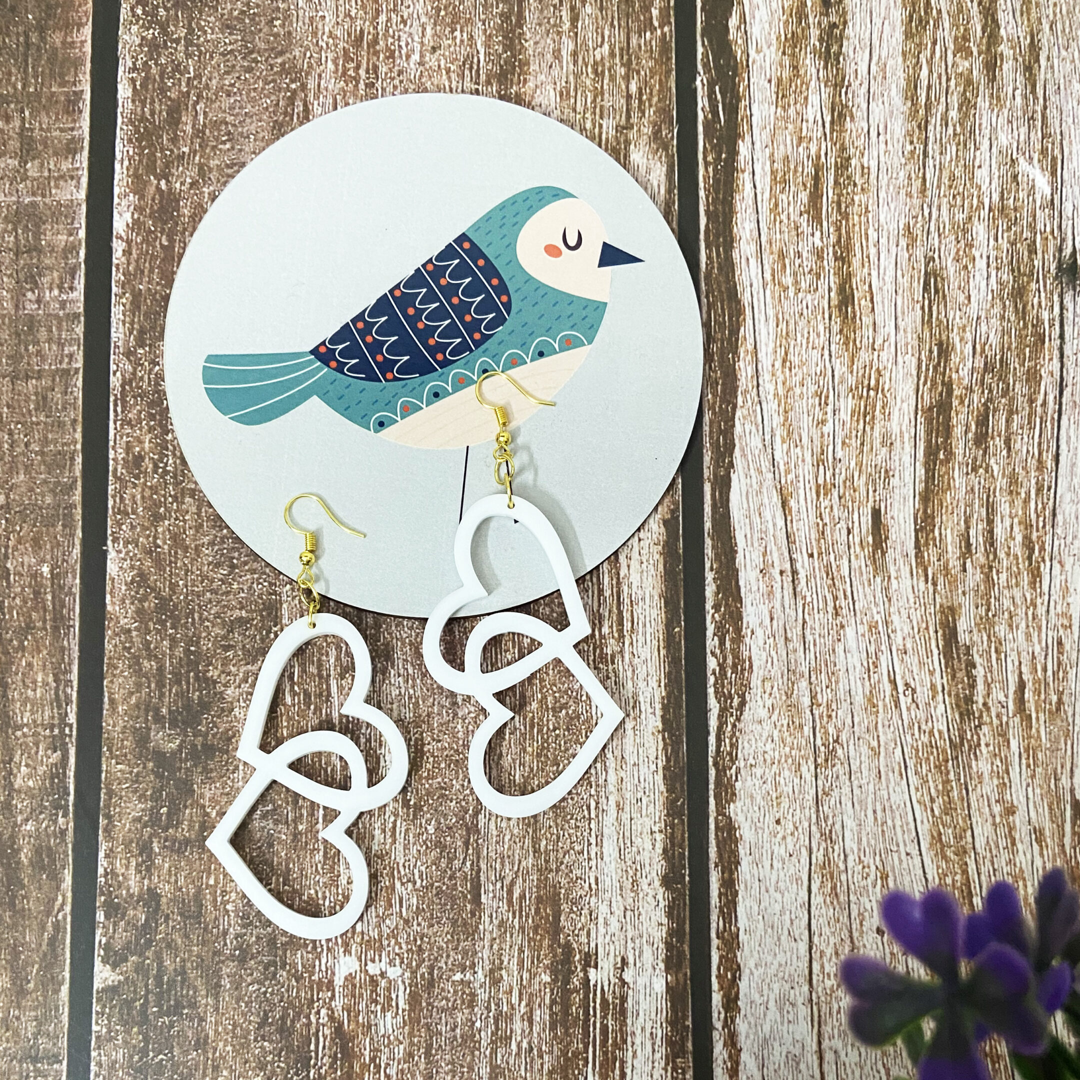 Fanassyy Acrylic Laser Cut Earrings Double Hearts Earrings for Women Heart Style | Gifts for Women and Girl's | Casual Look | Traditional