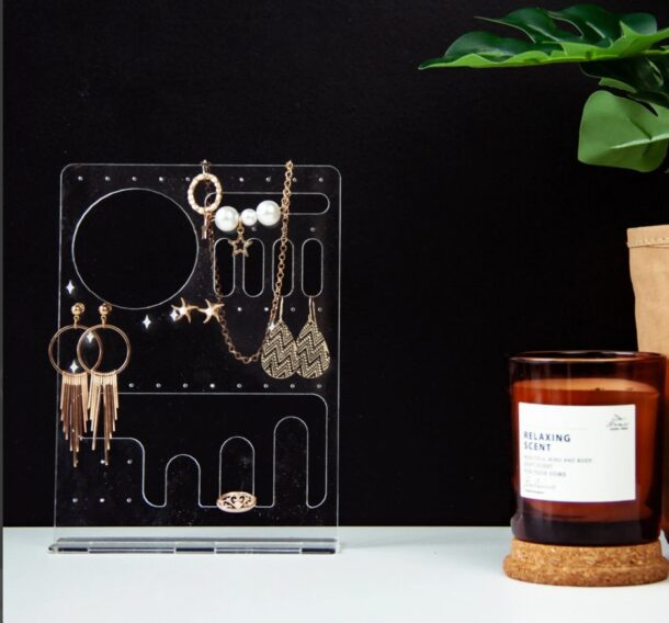 FANASSYY Acrylic jewelry display Clear jewelry stand earring organizer hanger earring holder Transparent jewelry stand Ring holder for women retail jewellery shops