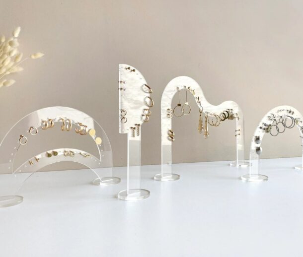 FANASSYY Acrylic earring holder Earring display stand Earring Organizer Clear acrylic jewelry stand Earring stand for photography (5PCS)