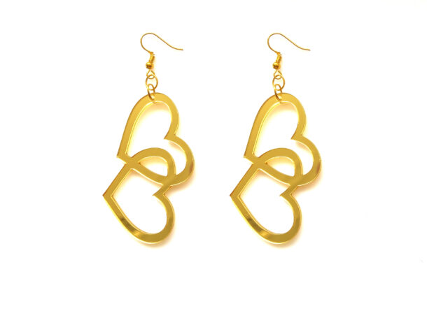 Fanassyy Acrylic Laser Cut Earrings Double Hearts Earrings for Women Heart Style | Gifts for Women and Girl's | Casual Look | Traditional