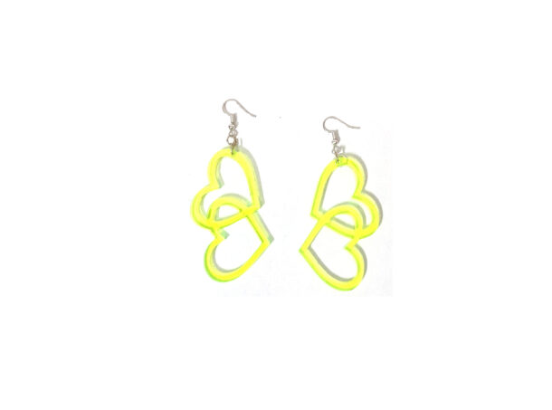 Fanassyy Acrylic Laser Cut Earrings Double Hearts Earrings for Women Heart Style | Gifts for Women and Girl's | Casual Look | Traditional